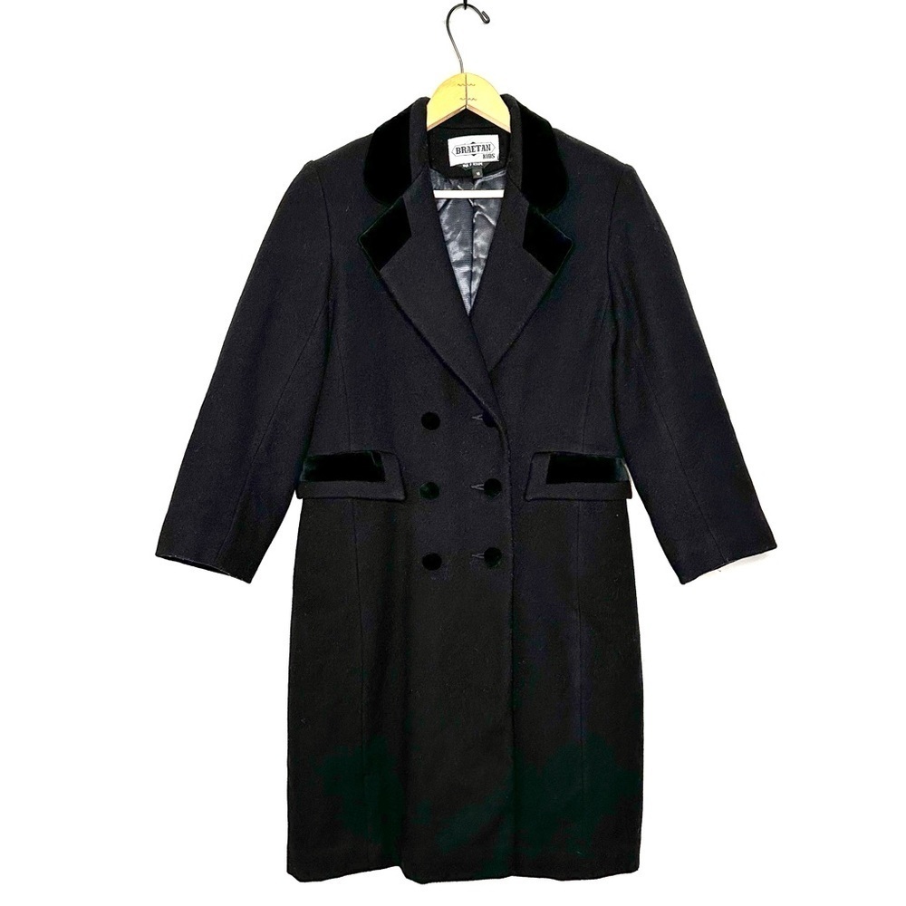 Braetan Girls Black Velvet Winter Dress Coat Size 10